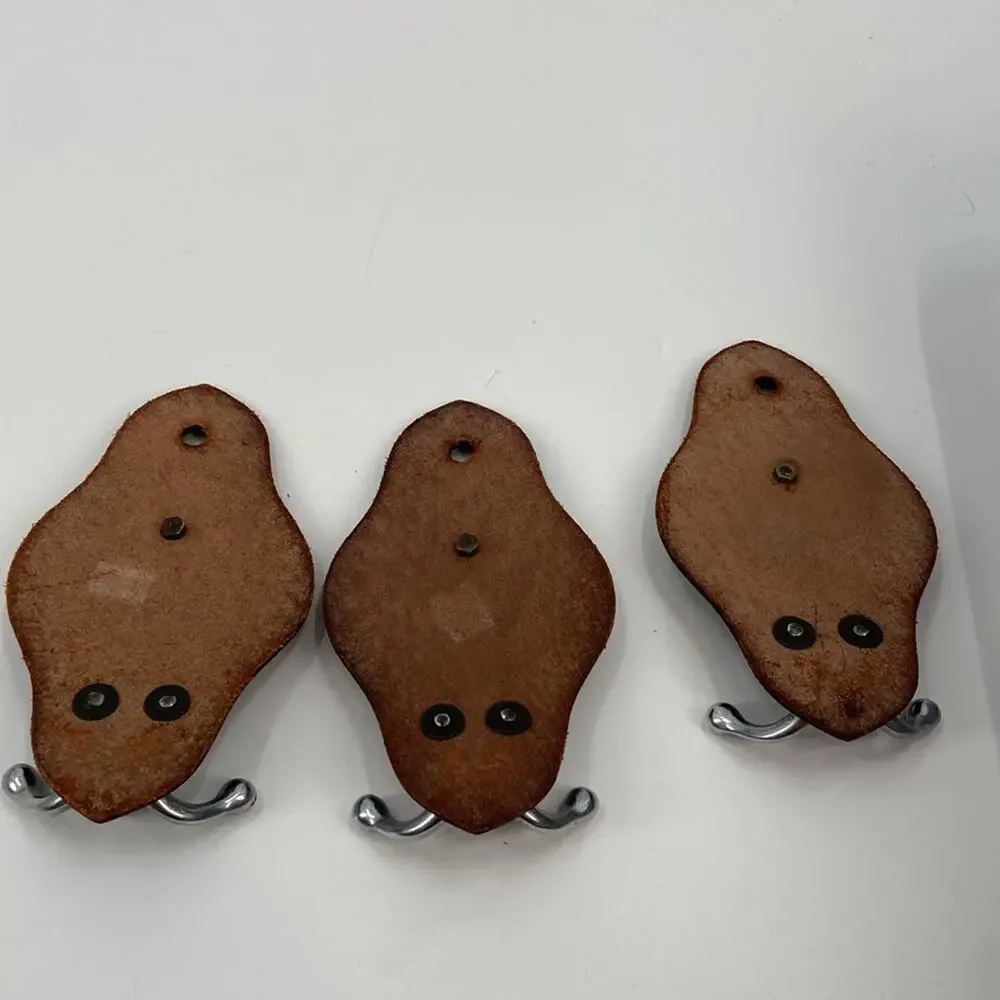 Vintage Skiing leather wall hooks